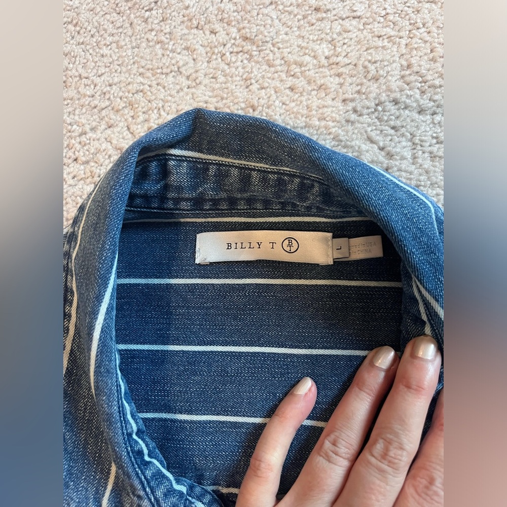 Denim buttondown shirt dress - Picture 10 of 10